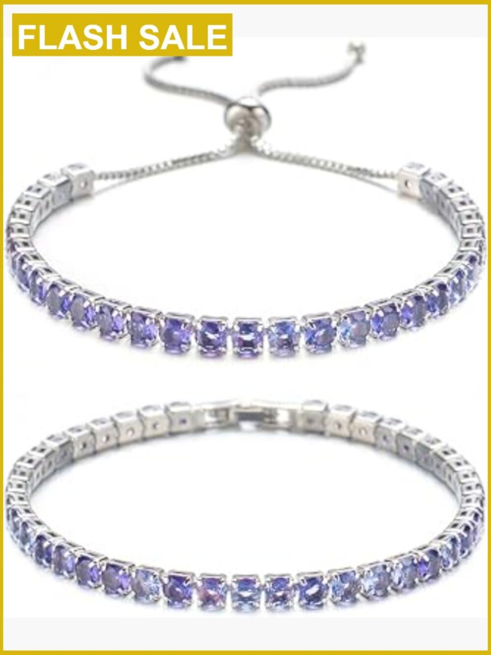 Tennis Bracelet for Women - Sparkling Alexandrite CZ Stones, Adjustable Fit